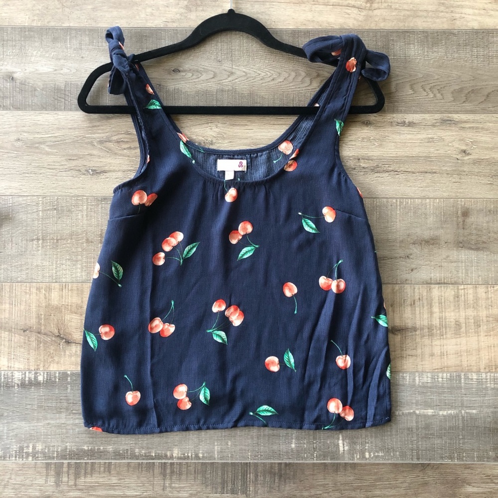 So XS CHERRY Blue Crop Tank